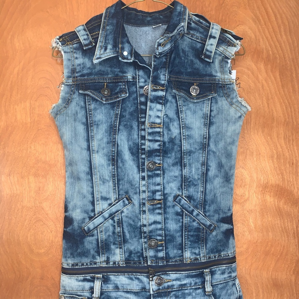 Vintage Distressed Jumpsuit Size S Jeans Denim